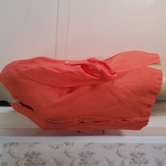 Tommy Bahama Top Blouse Button Down 3/4 Roll Tab Sleeves 100% Linen Sz S - Picture 4 of 10